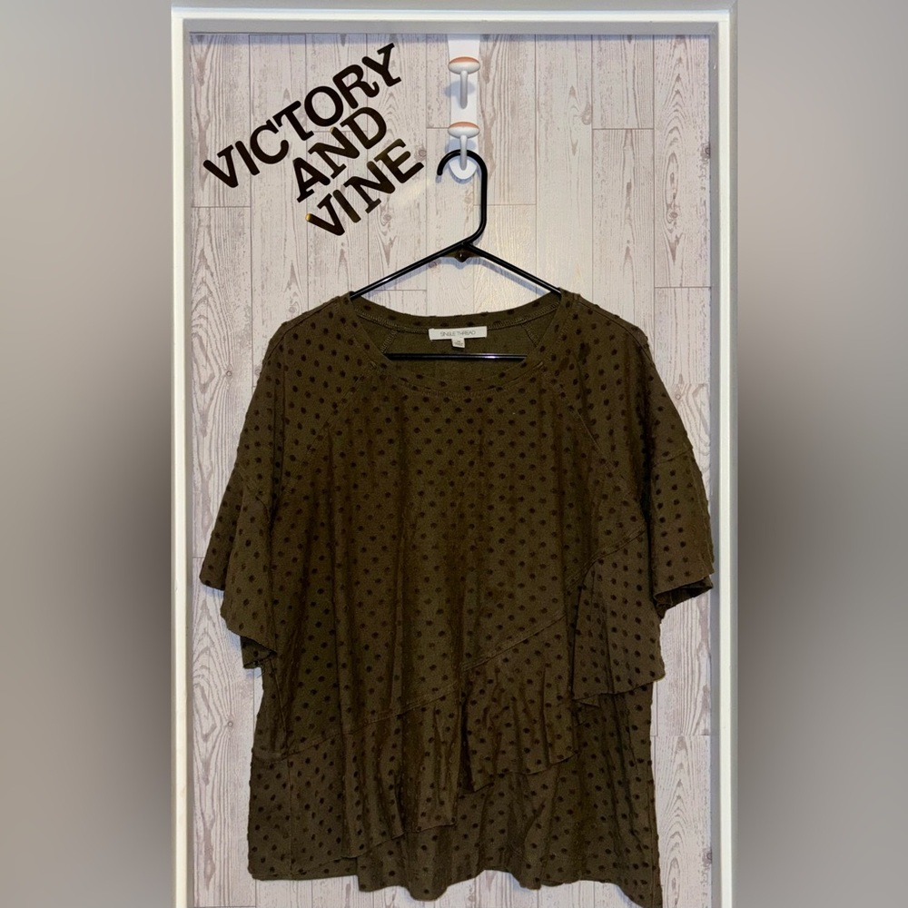 Olive Polka Dot Blouse